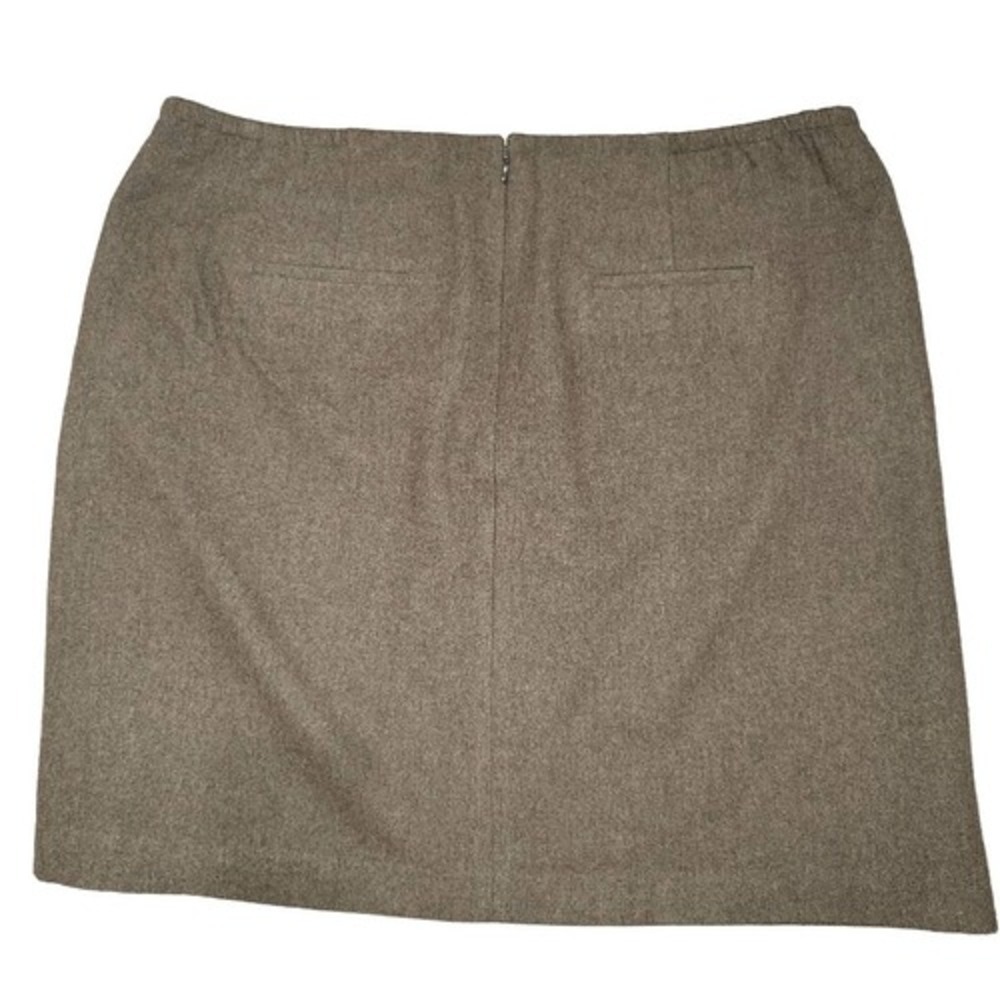 Talbots Woman Wool Blend Skirt Zip Pockets ALine Mini Size 18W‎ Khaki Brown - Picture 2 of 10